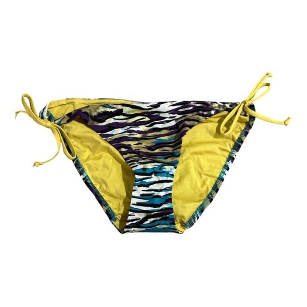 a.‎ Che Womens Animal Print Side Tie Bikini Bottoms Purple Teal Yellow Medium